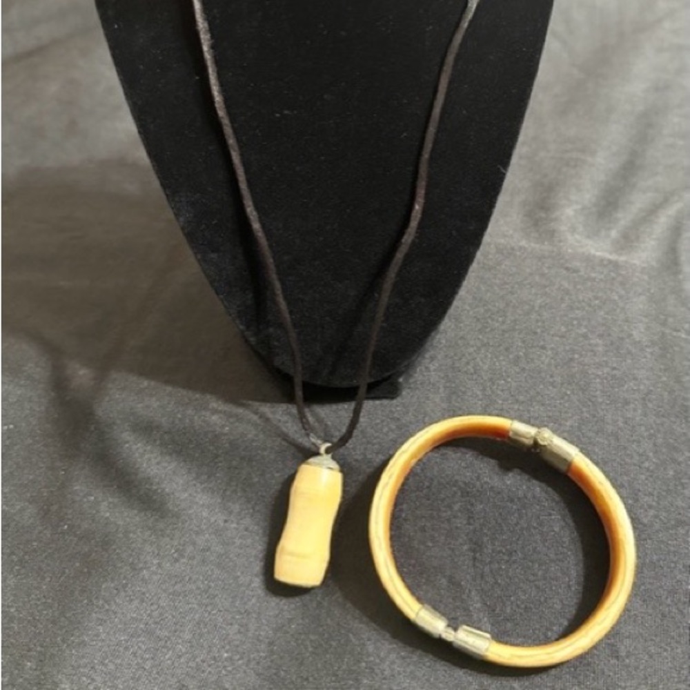 Bamboo Pendant Necklace and Bangle
